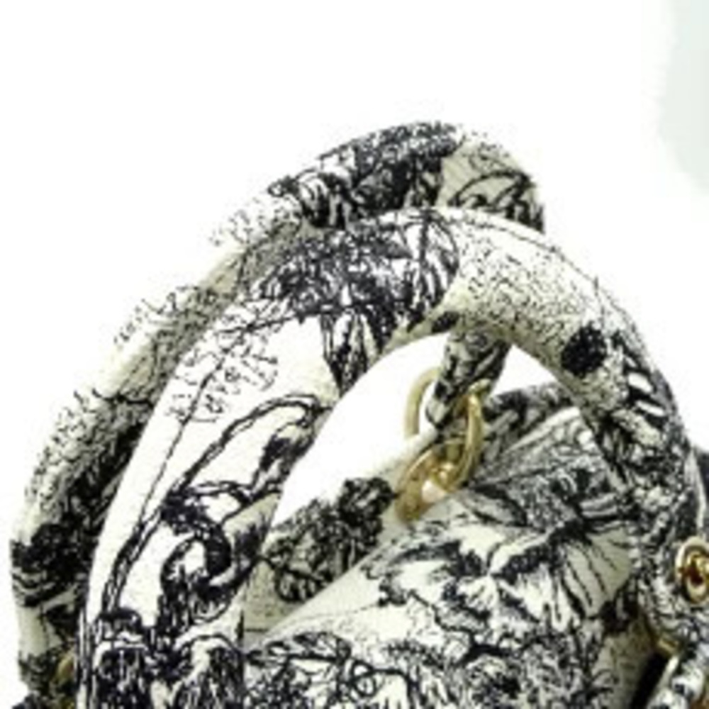 Christian Dior Lady Lite Handbag Canvas Ivory White - Picture 5 of 9
